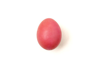 Red painteded chicken egg isolated on the white background. Happy Easter concept