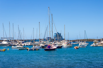 Fototapeta na wymiar Marina del Sur harbour view, Las Galletas, Tenerife, Spain - Image