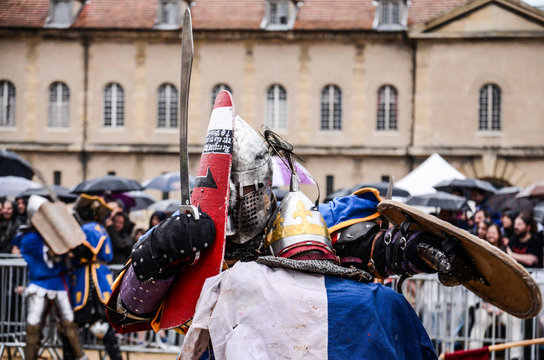 Behourd Medieval Knight Fighting, Paris, France - 05-28-2016