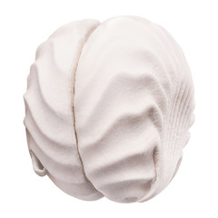 Delicious sweet dessert white zephyr marshmallow, isolated on white background