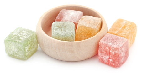 Turkish Delight in a wooden bowl