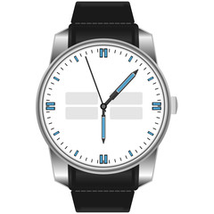 Wrist watch. Vector illustration of wristwatch isolated on white background.