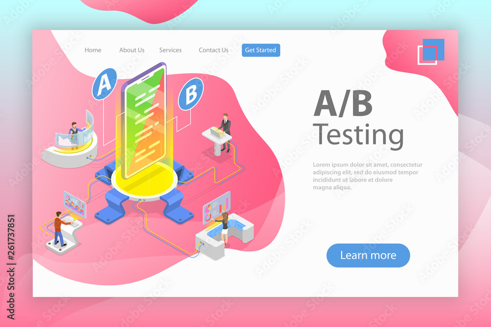 Wall mural isometric flat vector concept of ab testing, split test, a-b comparison, web development.