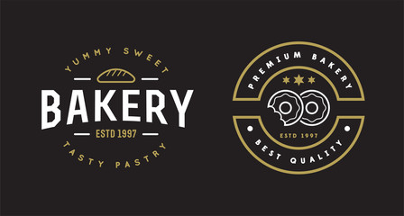 Double Set of Vector Bakery Pastry Elements Shop Sign