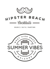 Summer Holidays Vector Design elements set. Retro and vintage templates. Labels.