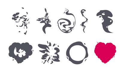Cartoon Smoke Sprite Set. Vector Illustration.