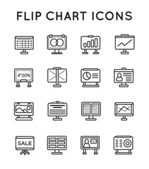 Set of Flip Chart Office Icons, Vector Icons for all Purposes, Business, Web, Mobile or Print