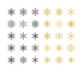 Big Set of Snowflakes Winter Christmas Xmas Design Vector Elements.