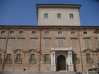 Fototapeta na wymiar Canossa Palace in Canossa square in Mantova