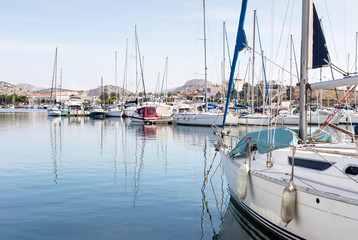 The moored yachts
