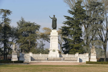 Virgiliana square in Mantova with its green garden