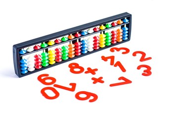 Japanese traditional calculator abacus and number
