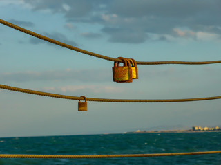 Interesting locks on a rope in Italy