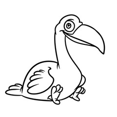 Dodo bird animal character cartoon illustration isolated image sitting smile coloring page © efengai