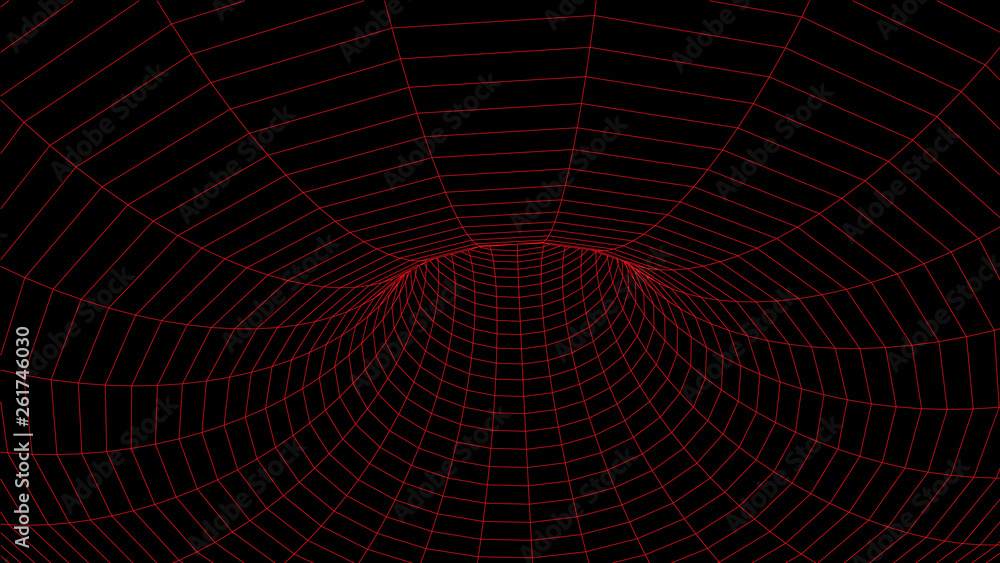 Poster Abstract tunnel. Vector wormhole. 3D corridor mesh.