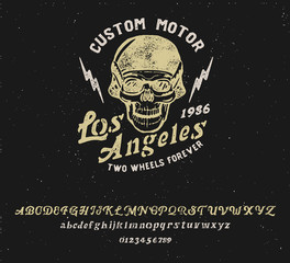 Los Angeles. Motorcycle club. Original font and logo. Brutal style. Print on shirt or sticker.