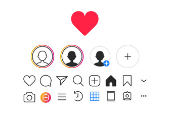 Set of social media icons for Instagram design templates, social media stories wallpapers 2025
