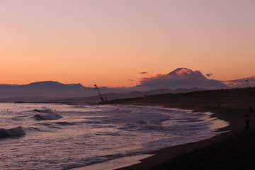 湘南の海の夕焼け