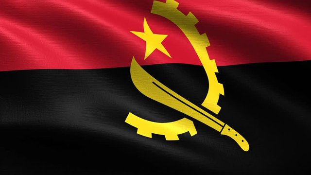 Realistic flag of Angola, Seamless looping with highly detailed fabric texture, 4k resolution