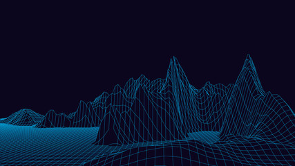 3d technology vector illustration. Abstraction. Landscape design of mountains.