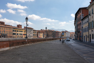 Fototapeta na wymiar Panoramic view on historic center of Pisa city