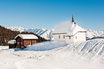 Bettmeralp, Kapelle, Bergdorf, Wallis, Winter, Alpen, Wintersport, Schweiz