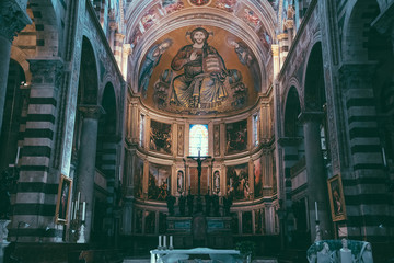 Naklejka premium Panoramic view of interior of Pisa Cathedral