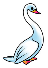White swan bird animal character cartoon illustration isolated image 