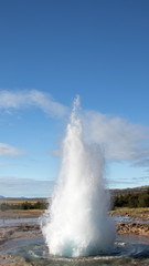 Strokkur Geyser eruption. Eruption of hot water. Gold Circle. Iceland.