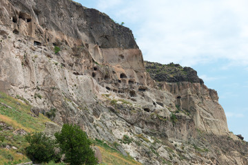 Vardzia, Georgia - Jul 14 2018: Vardzia Cave Monastery complex and ancient city. a famous historic site in Vardzia, Samtskhe-Javakheti, Georgia.