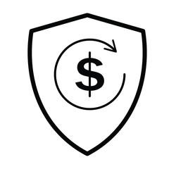 Dollar Shield Refresh, exchange dollar outline icon