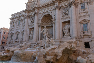 Panoramic view of Trevi Fountain in the Trevi district in Rome