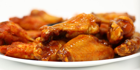 Close Up Chicken Wings on Plate