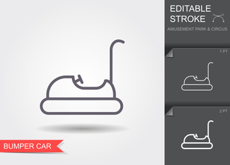 Bumper car. Line icon with editable stroke with shadow