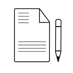 Paper document and pen outline icon