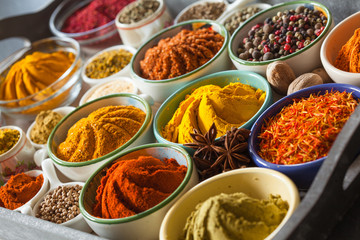 Beautiful composition of multicolored spices