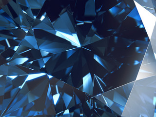 Abstract Blue Diamond Texture Crystal Close-Up Background, 3D rendering - obrazy, fototapety, plakaty