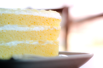 delicious vanilla cake in holiday time.