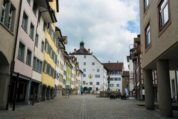 Fototapeta na wymiar Wil, SG / Switzerland - April 8, 2019: view of the historic old town in the Swiss city of Wil