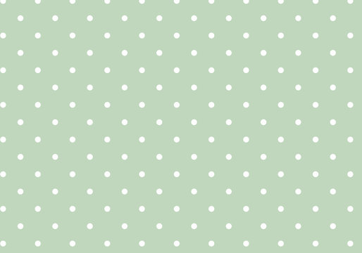 Small white polka dot seamless pattern on powder green background. Classic, cute, cosy. Vintage decoration design in soft pastel colors.