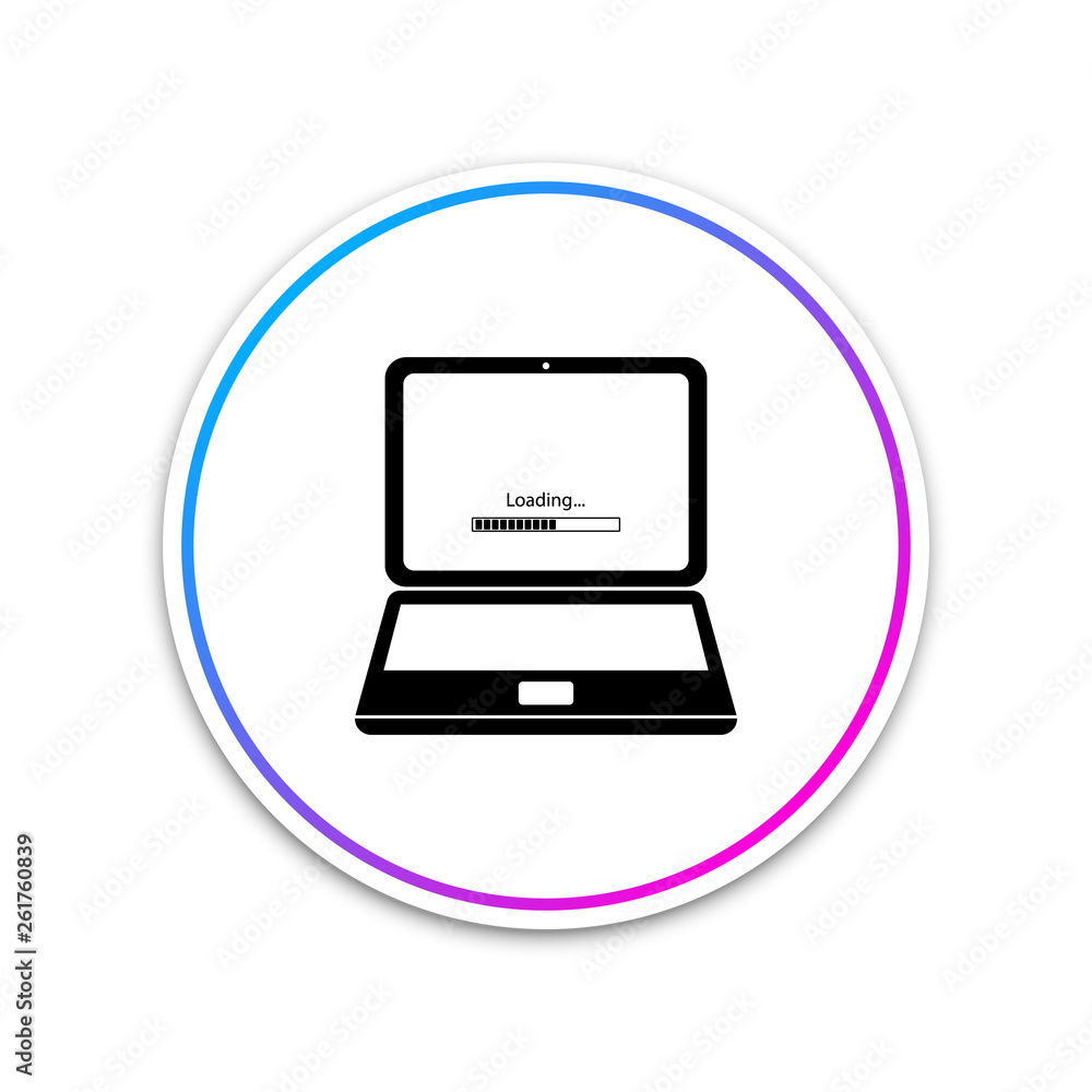 Poster laptop update process with loading bar icon isolated on white background. system software update. lo