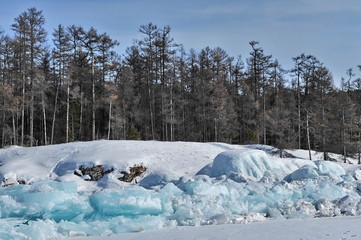 Ice blocks on Lake Baikal.
