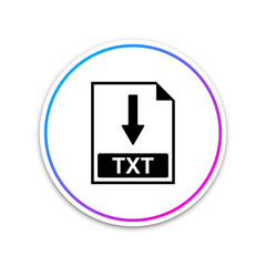 TXT file document icon. Download TXT button icon isolated on white background. Circle white button. Vector Illustration