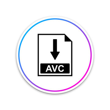 AVC file document icon. Download AVC button icon isolated on white background. Circle white button. Vector Illustration