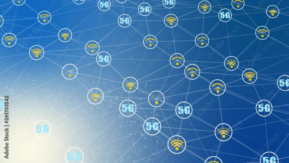Poster abstract animation of wireless connection icon in digital cyberspace