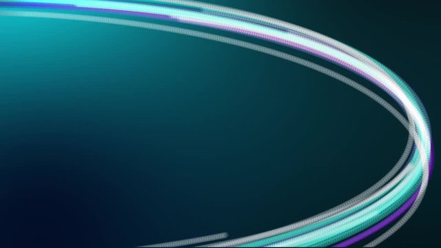 Abstract background with animation moving of lines for fiber optic network. Magic flickering dots or glowing flying lines. Animation of seamless loop.