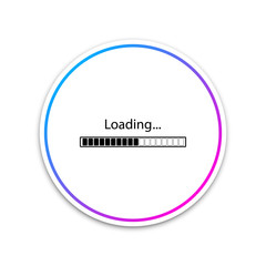 Loading icon isolated on white background. Progress bar icon. Circle white button. Vector Illustration