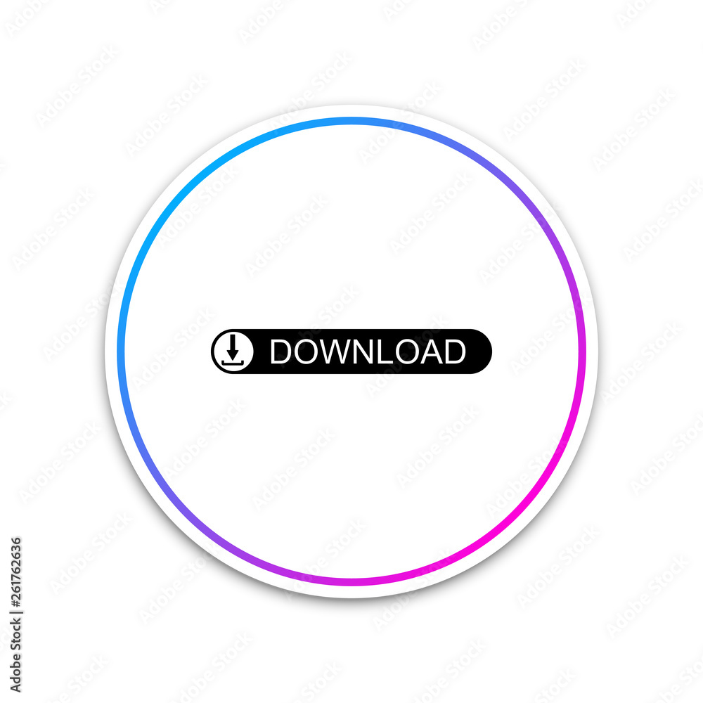 Poster download button with arrow icon isolated on white background. upload button. load symbol. circle whi