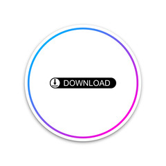 Download button with arrow icon isolated on white background. Upload button. Load symbol. Circle white button. Vector Illustration