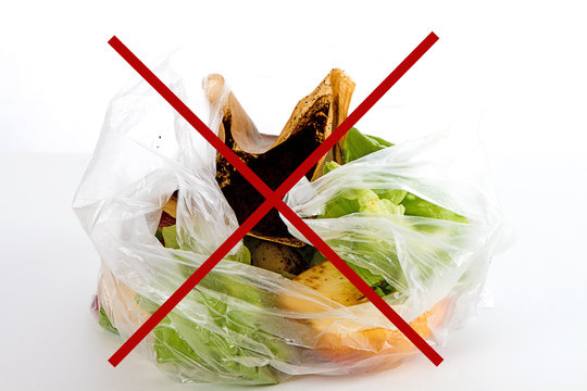 Keine kompostierbaren Plastiktüten in die Biomülltonne